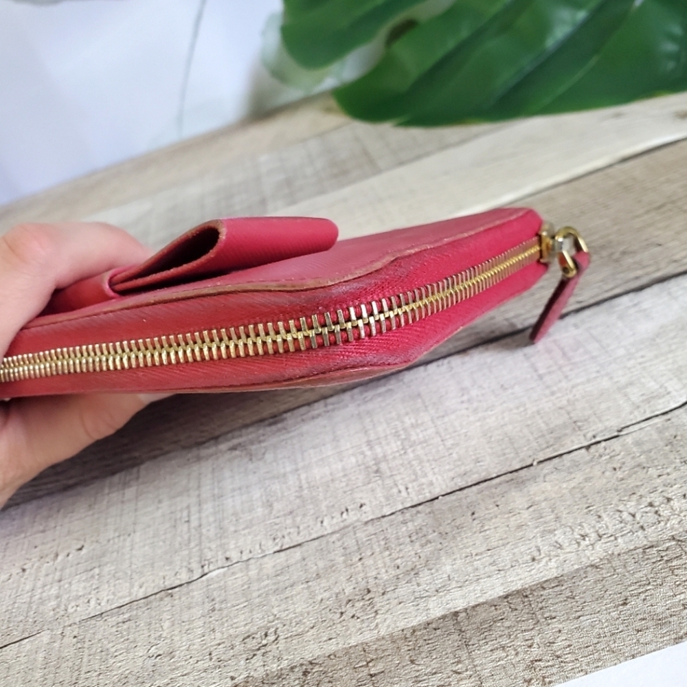 PRADA | Preloved Saffiano Leather Bow Zip Long Wallet 1ML506 in Peonia - Picture 7 of 10